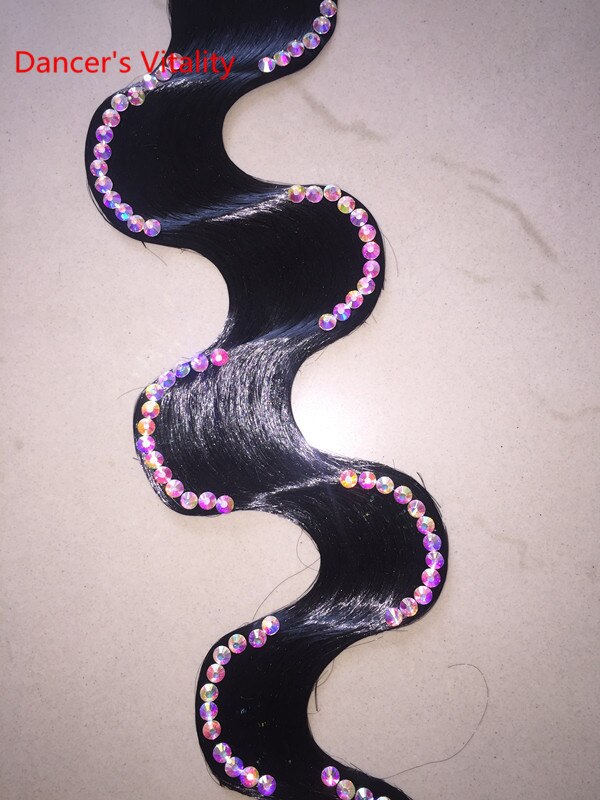 Ballroom Dance Headwear Belly Dance Headdress Diamond Wavy Wigs Women Latin Dancing Performance Hair ornament Accessories