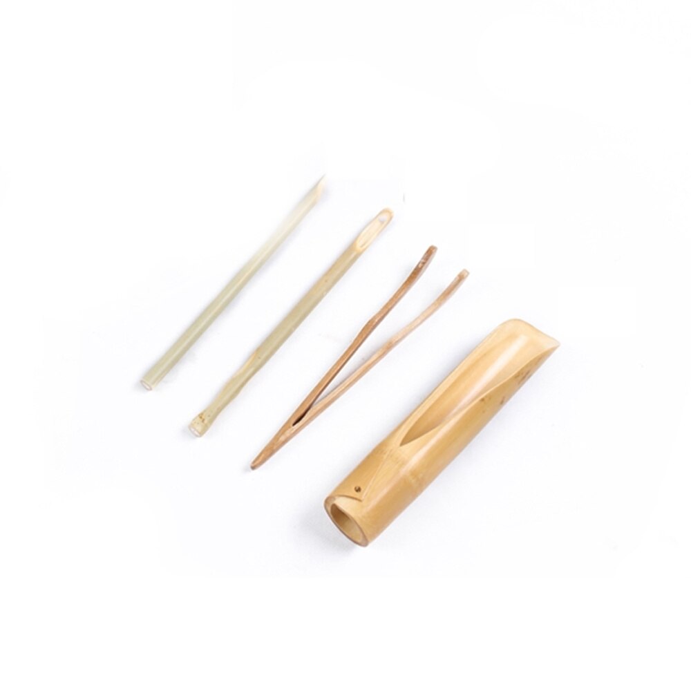 6 Pcs Bamboo Cylinder Chinese Kung Fu Tea Set Carved Korean Style Word "Tea" Tea Making Tool Kit Kitchen Accessories (Tea Bucket