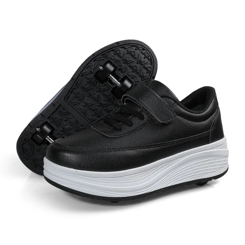 Vierwielige scooterschoenen Rolschaatsen voor kinderen en tieners Volwassen Universele ondersteuning Rolschoenen Sport Entertainment: Black / 37