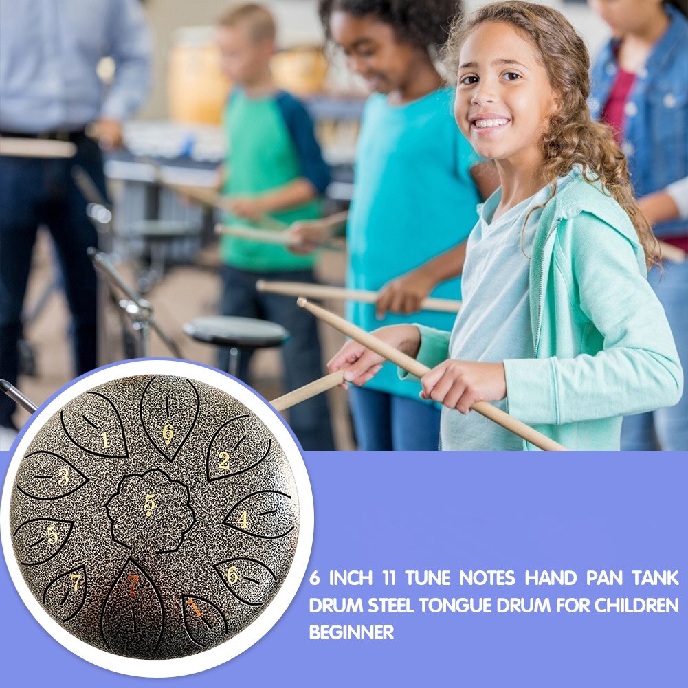 6-Inch 11-Tone Carbon Staal Tong Drum Musical Ethereal Drum Met Draagtas Meditatie Hand Pan Drum voor Beginner Kinderen