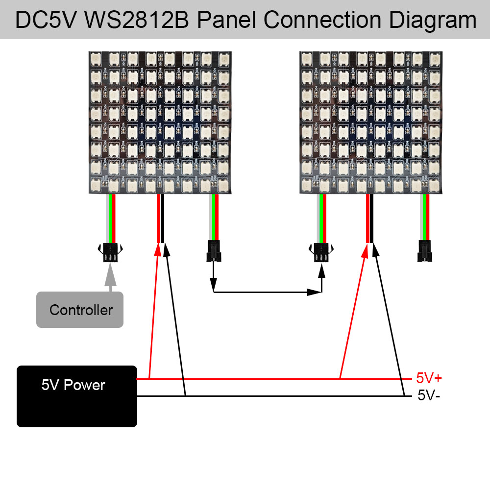 Ws2812b individuelt adresserbare panellys  ws2812 rgb led digital fleksibel 8 x 8 16 x 16 8 x 32 pikselmodul matriseskjerm  dc5v