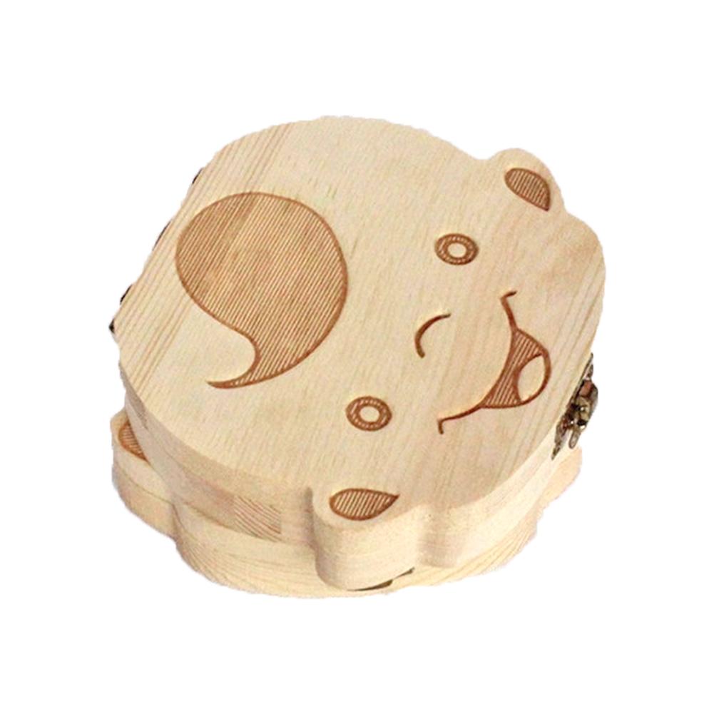 Wooden Baby Teeth Collection Box Teeth Storage Box Baby Teeth Keepsakes Save Wooden English/Spanish/French/Russian/Italia