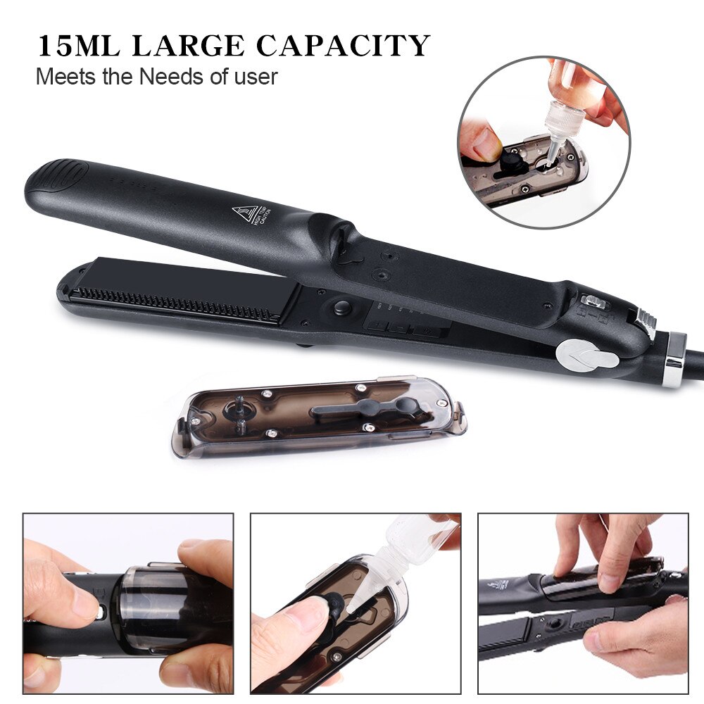 Hair Straightening Iron Steam Hair Straightener With Detachable Brush Ceramic Flat Iron Electric Hair Straightener