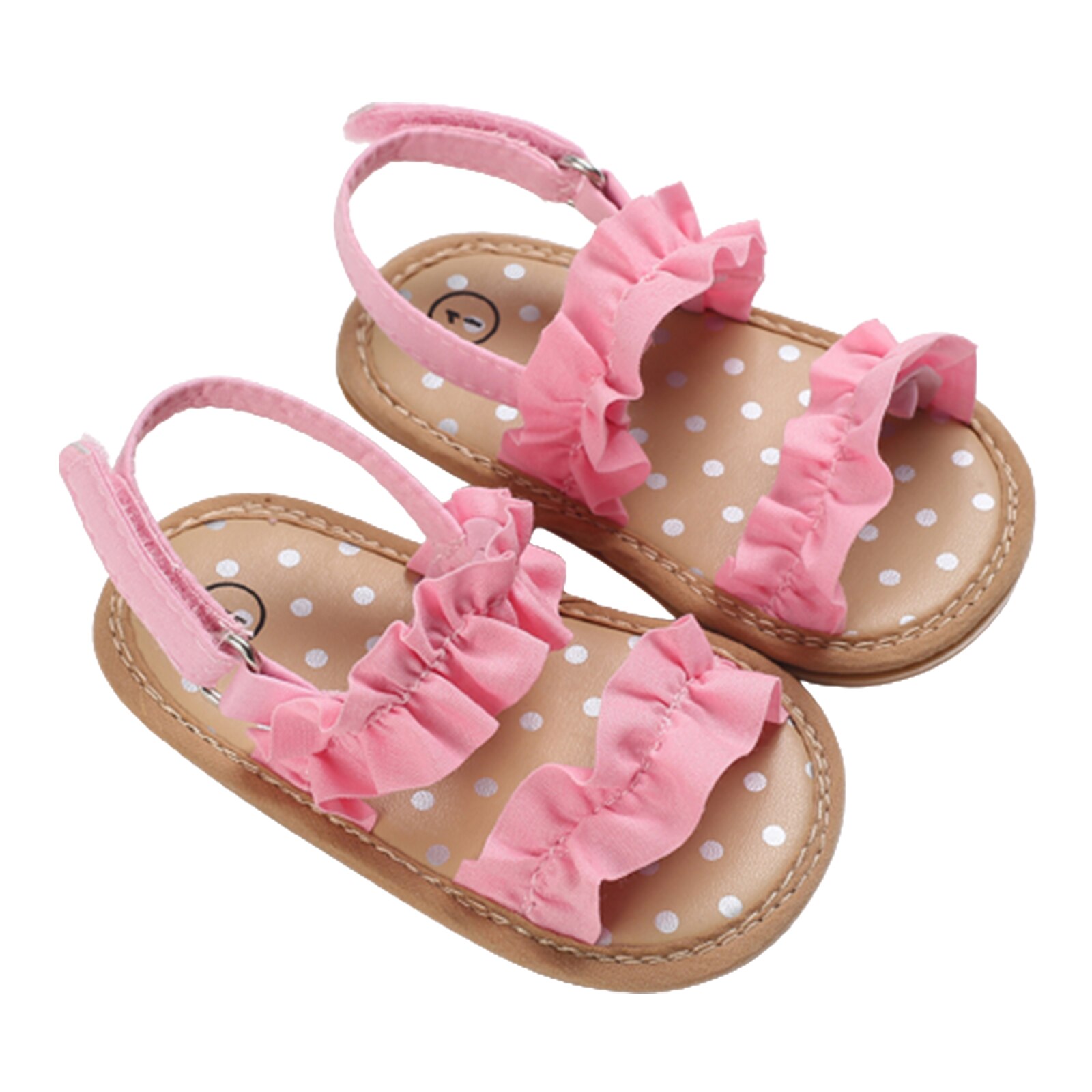 Baby Baby Meisje Schoenen Peuter Flats Sandalen Zachte Rubberen Zool Anti-Slip Zomer Solid Ruffle Crib Eerste Wandelaar Schoenen: Roze / 7-12 Months