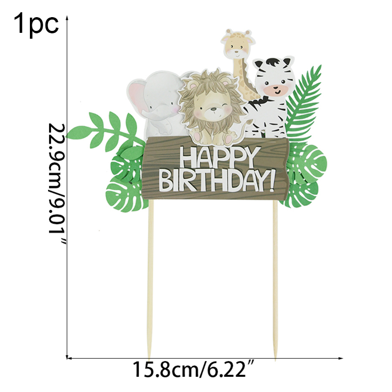 Décoration de gâteau animaux Safari, forêt renard Lion zèbre, décoration de Cupcake pour enfants, outils de décoration de gâteau pour fête de 1er anniversaire: vert clair