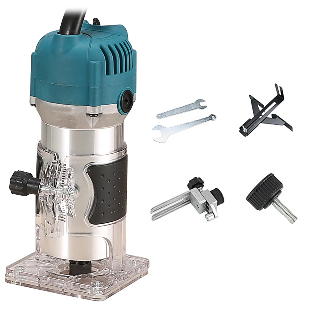 EU UK US AU Plug 800W Woodworking Electric Trimmer Wood Milling Engraving Slotting Trimming Machine Carving Machine Router Wood: green / US Plug