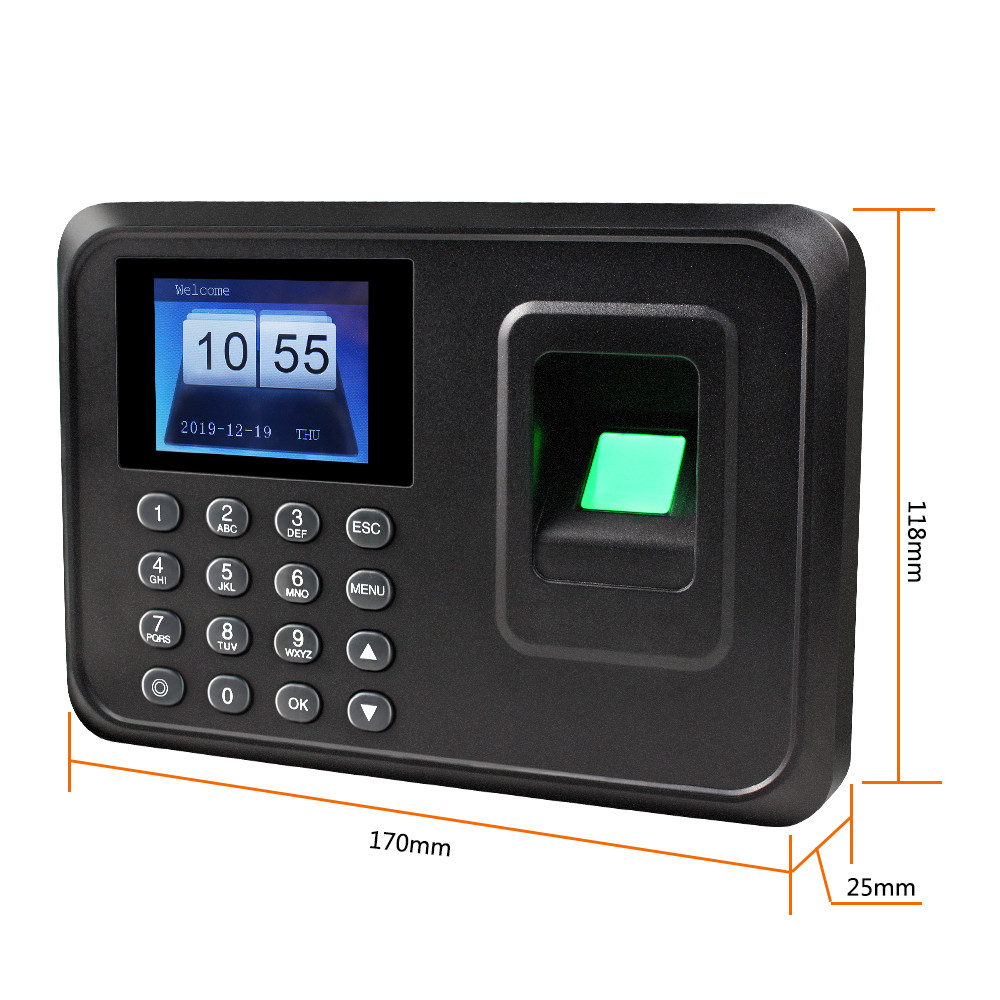 2.4inch USB Biometric RFID Fingerprint Attendance Time Clock Recorder Employee Electronic Card Reader Machine A6