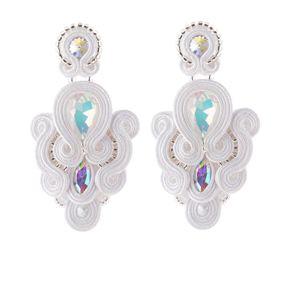 KPacTa Trendy kolczyki w stylu etnicznym wysokiej jakości luksusowe Rhinestone spadek kolczyki Brincos kobiece biuro biżuteria prezent 2021: white