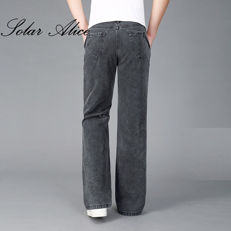 Pantalones vaqueros de pierna ancha para hombre, Jeans grises de , informales de negocios, talla grande, ,