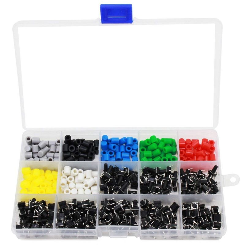 Tactile Push Button Switch Mini Momentary Tact Assortment Kit with Colorful Button Caps 420 PCS(Switch Button Caps 420 PCS): Default Title