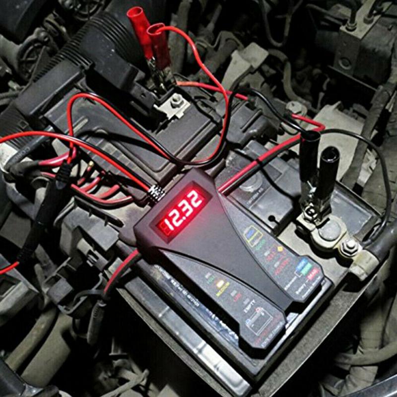 Bilbatteri 12v motorcykler bilbatterietester 8 led-lys digital generator tester automatisk belastningsanalysator biltilbehør