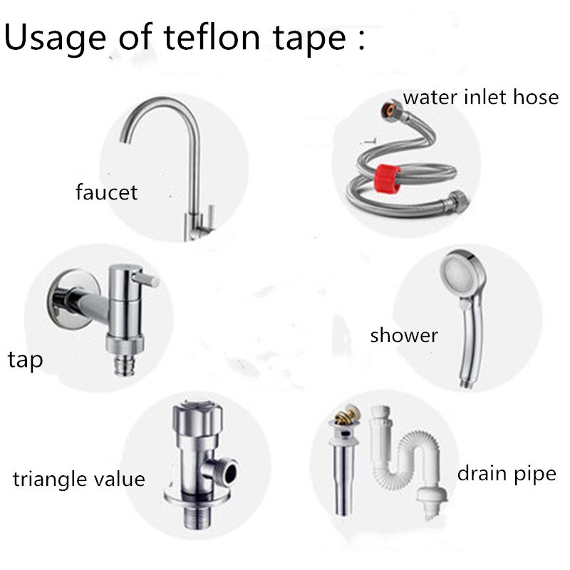 PTFE thread seal tape teflon tape used for Water Pipe Plumbing Sealing Tapes 10pcs