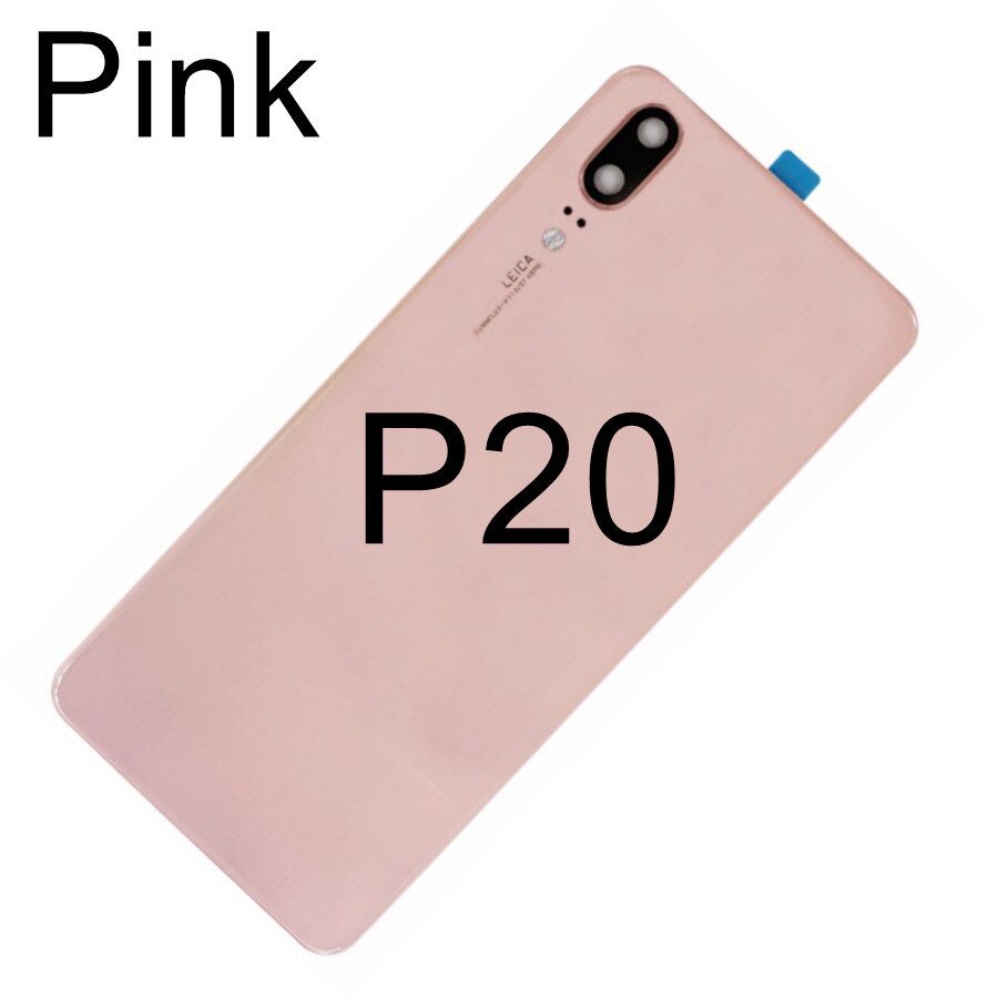 Back Glass Cover For Huawei P20 Pro Back Cover Battery Door Glass P20 Lite Rear Housing Panel Case With Camera Lens Replacement: P20-Pink