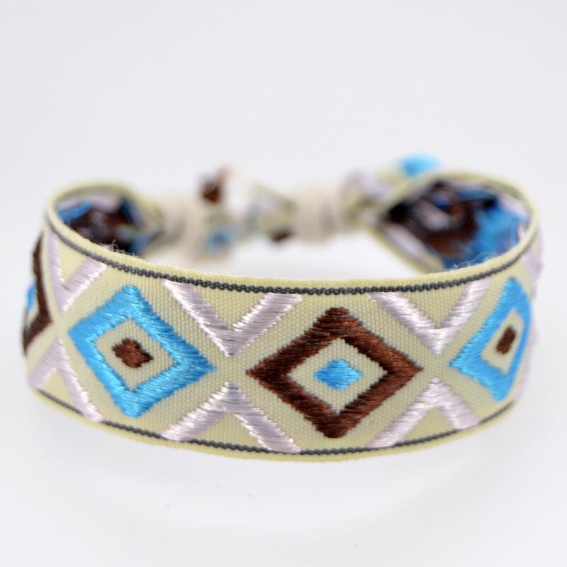ABL333, Wrap Argyle Checks Pattern Geometric Charm Bracelet Women Boho Handmade Chic Girl Yoga Pulseras Femme