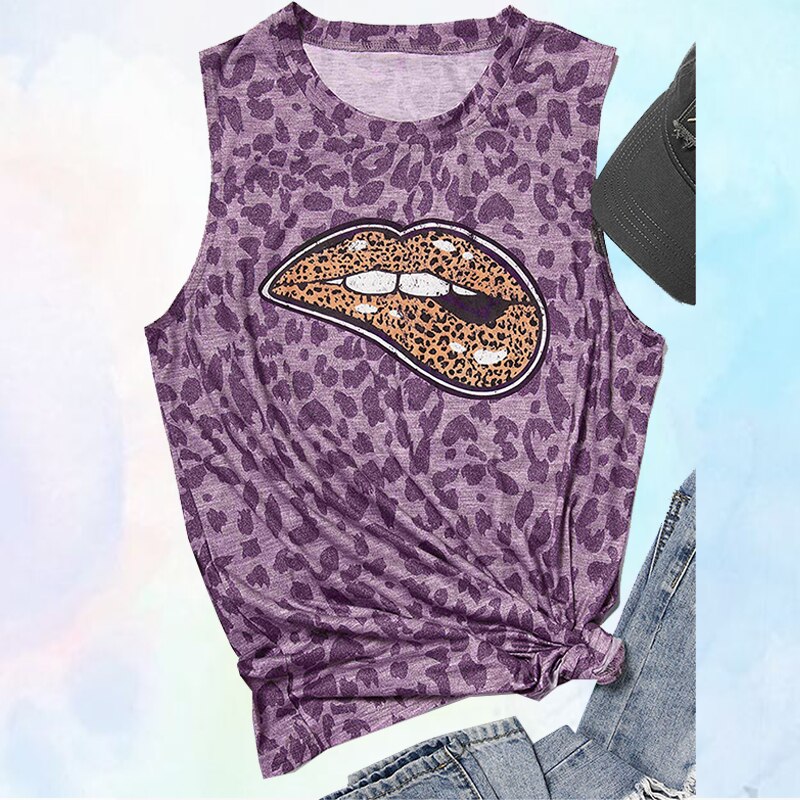 Luipaardprint dames tanktops met panterprint, ronde hals, mouwloos, oversized tanktop, dames zomer harajuku kleding