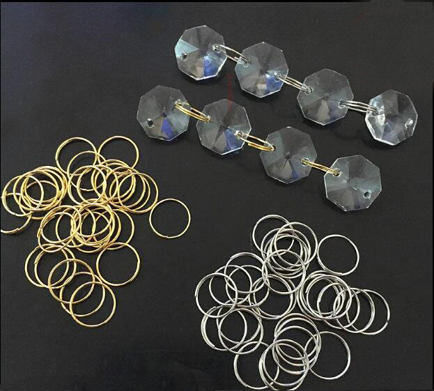50 stk perler 14mm + 50 stk ringetone 11mm akrylkrystallprismer åttekantede perler lampe lysekrone deler til anheng dekorasjon
