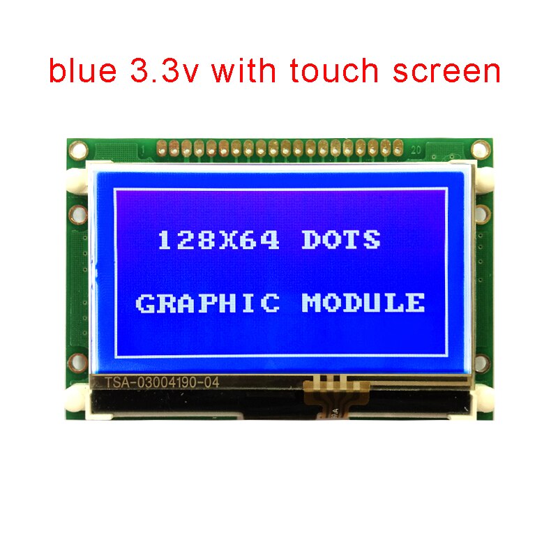 lcd module 12864 cog Graphic display 72x39mm ST7565P parallel serial SPI 3.3V 5v blue white and black touch screen LG12864U: blue 3.3v touch