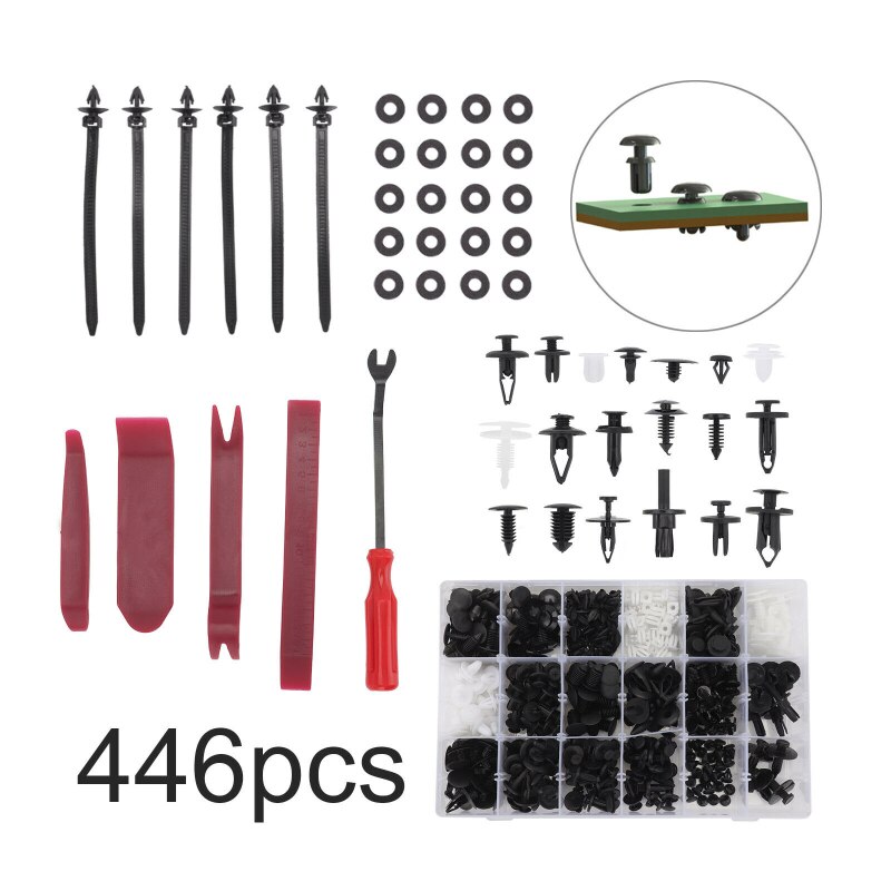 446Pcs Universele Auto Klemmetjes Fasteners Push Trim Clips Pin Klinknagel Bumper Kit Auto Hulpapparatuur Toolbox