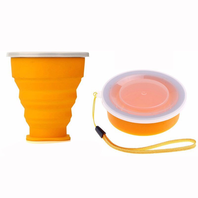 Reizen Siliconen Intrekbare Vouwen Cup Outdoor Telescopische Inklapbare Cups: Oranje