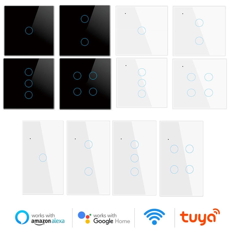 Interruptor de pared inteligente con Wifi para el hogar, enchufe de pared con 1, 2, 3, 4 entradas, funciona con Yandex, Alice, Alexa y Google, Tuya, UE y EE. UU.