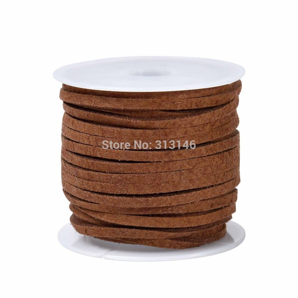3mm 5M/Roll Flat Faux Suede Cord Leather Lace DIY Handmade Beading Bracelet Necklace Craft Supplies Jewelry Making Thread String: Brown