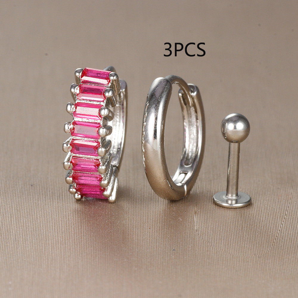 Conjunto de pendientes de aro de círculo redondo para mujer, aretes pequeños de acero inoxidable para Piercing de cartílago, joyería, 3 uds.: Bronce antiguo plateado