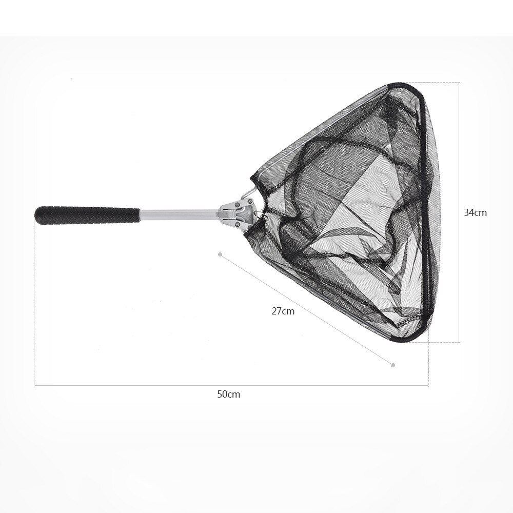 Fly Fishing Net 50cm Mini Aluminum Alloy Pole Hand Nets Triangular Foldable Landing Small Mesh Trout Catch Fish Trap Dip Net