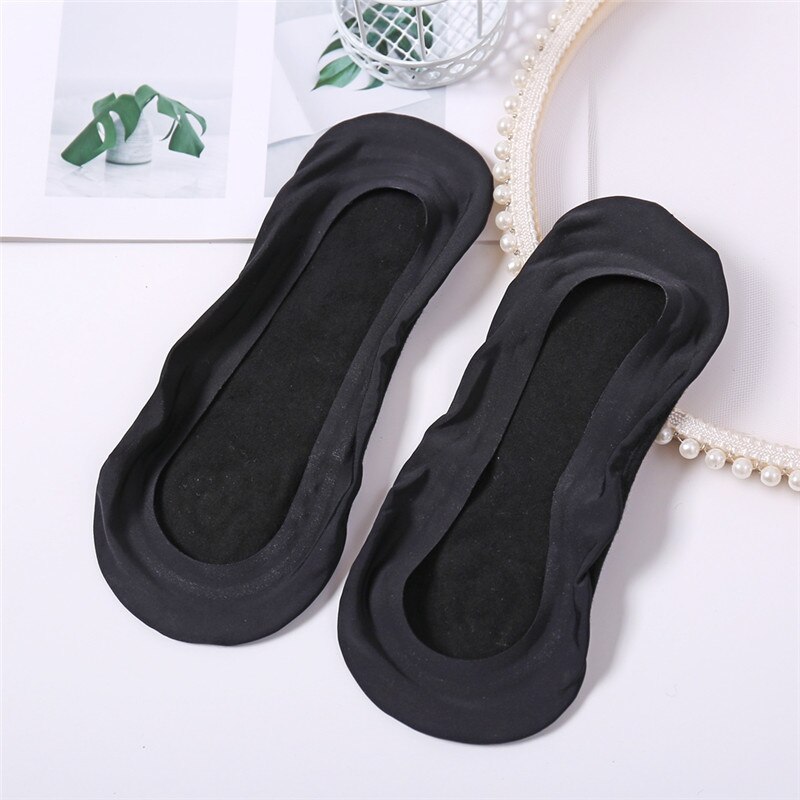 Women Socks Summer Thin Sock Slippers Sock Silicone Antiskid Ice Silk Socks Seamless Invisible Women Boat Socks: black