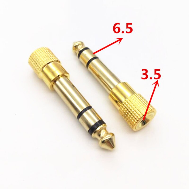 2PCS direct gold-plated microphone headset 3.5mm female hole to turn 6.35 6.5mm male plug small minijack plug Wire Connector