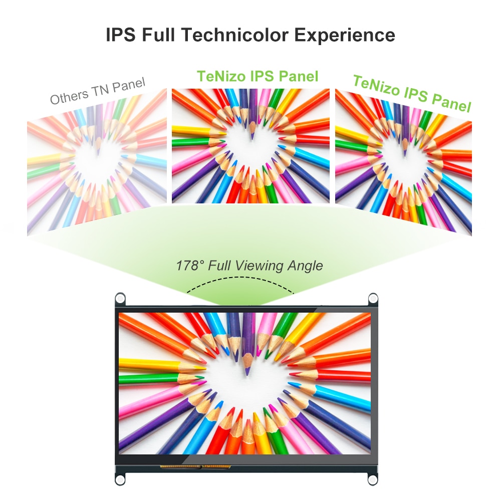 7inch Touchscreen Display Monitor, 1024x600 Touch Screen IPS Capacitive HDMI LCD for Raspberry Pi