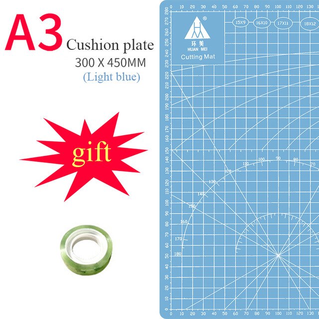 Pvc Cutting Pad A3 Large Manual Pad Writing Test Paper Drawing Beauty Diy Model Rubber Seal Self-repairing Desktop Carving Pad: Blue / A3 Mat And Tools