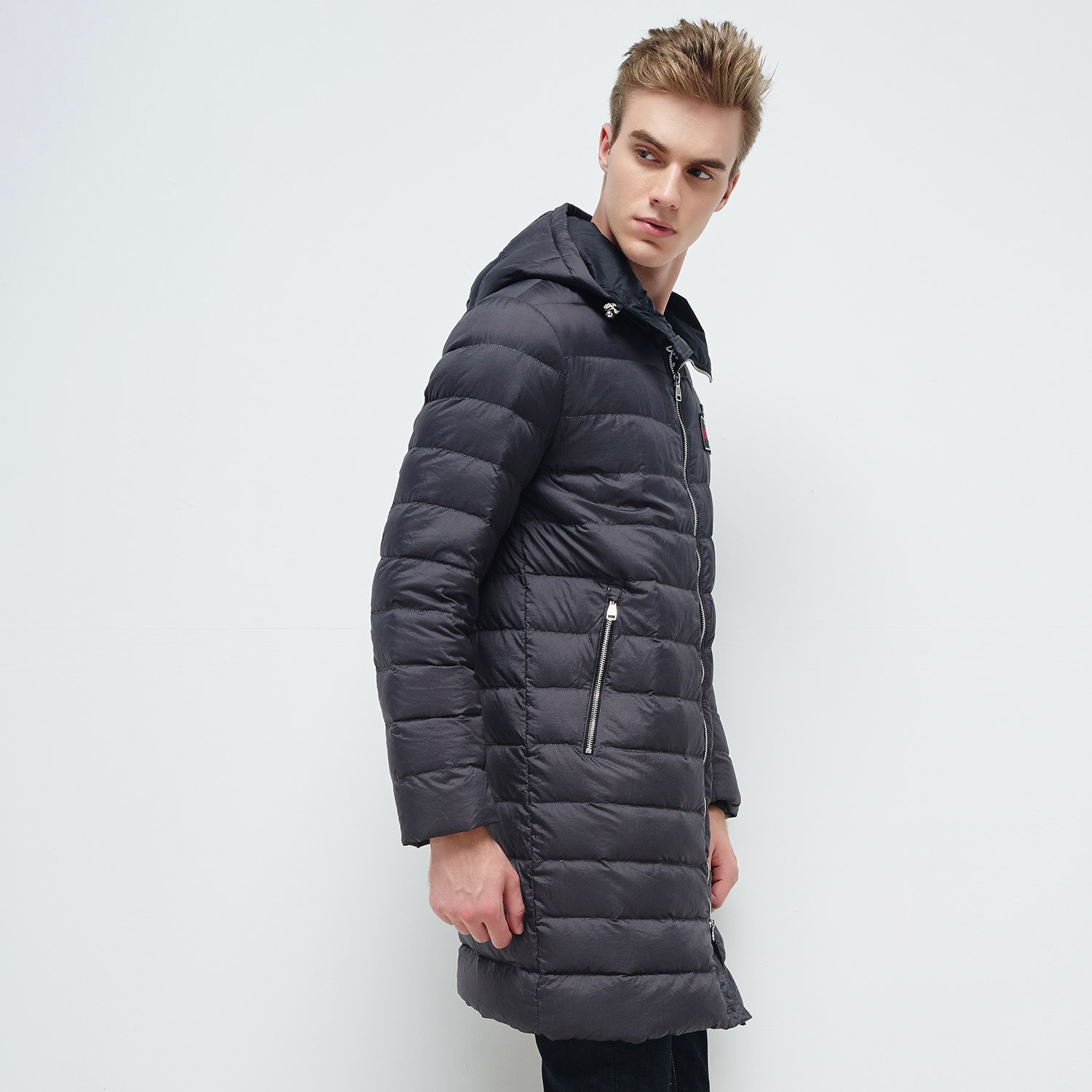 BOSIDENG-chaqueta con capucha de invierno para hombre, abrigo largo de plumas, prendas de vestir finas y cálidas, color negro, B1601043
