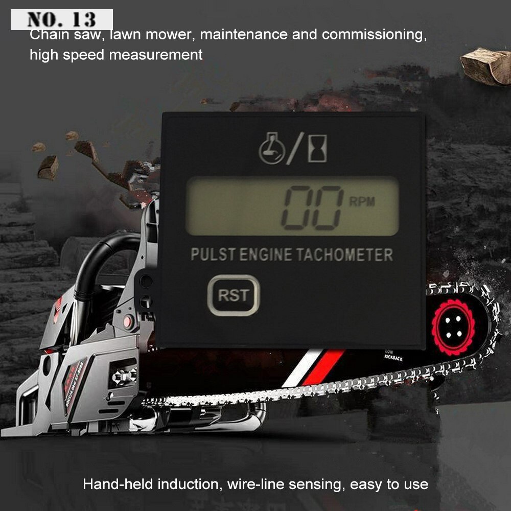 Digital Display Induction Pulse Speed Tachometer Gasoline Engine Lawn Mower Tachometer Chain Saw High Tachometer Speed Meter