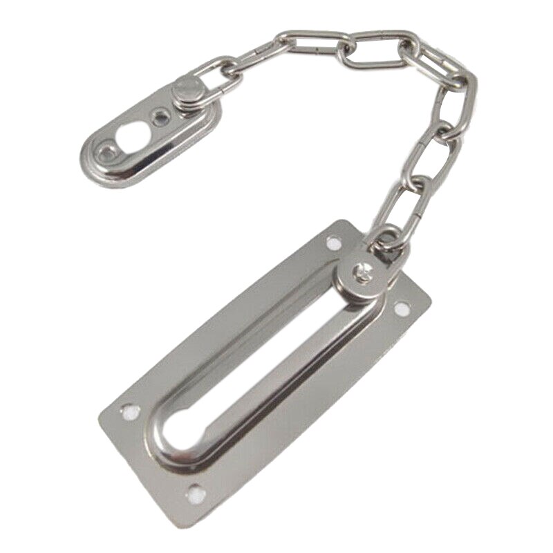 Stainless Steel Strong Security Door Chain+Screws Solid Safety Guard Lock Catch