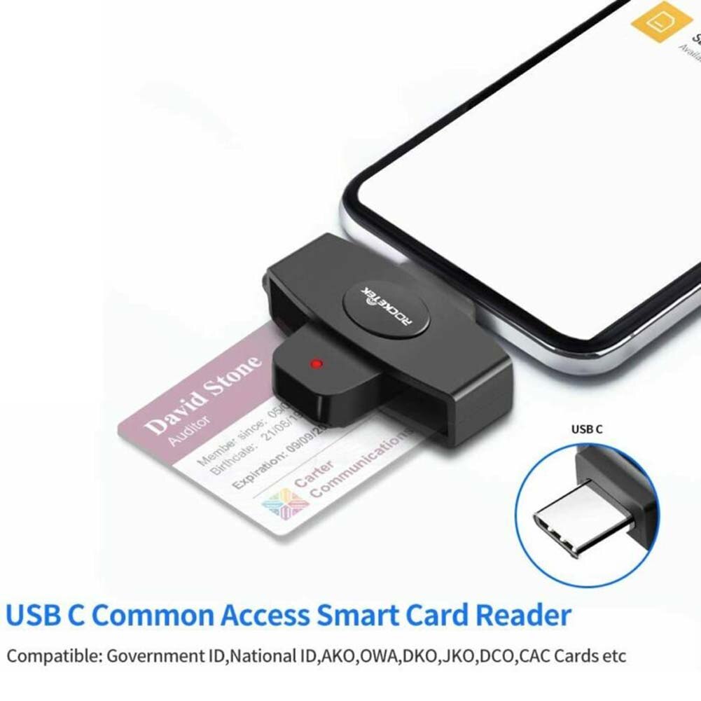 Usb-c type c smart card reader id/bank/sim cac adapter reader bærbar kortlæser