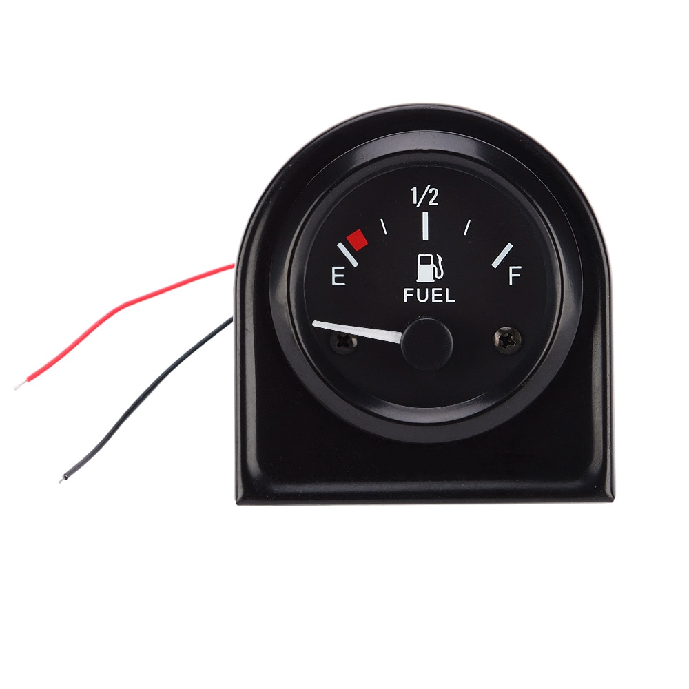 12V 2" 52mm Universal Car Fuel Gauges SUV Gas Temp Oil Temp Meter with Fuel Sensor Panel White LED Light Black Shell