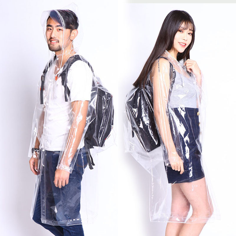 Yuding Transparent Raincoat For Women Waterproof Unisex Poncho Clear Girls\Lady Tour Hike Rain Coat With Drawstring Hood