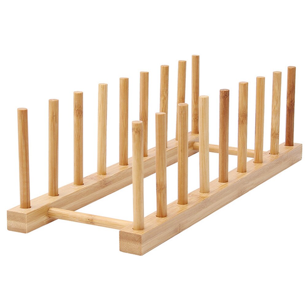 Kitchen Dish Drain Rack Dinnerware Storage Organizer Tray Plate Drying Shelf Wooden Book Cups Display Stand Drainer Holder: 8 cells