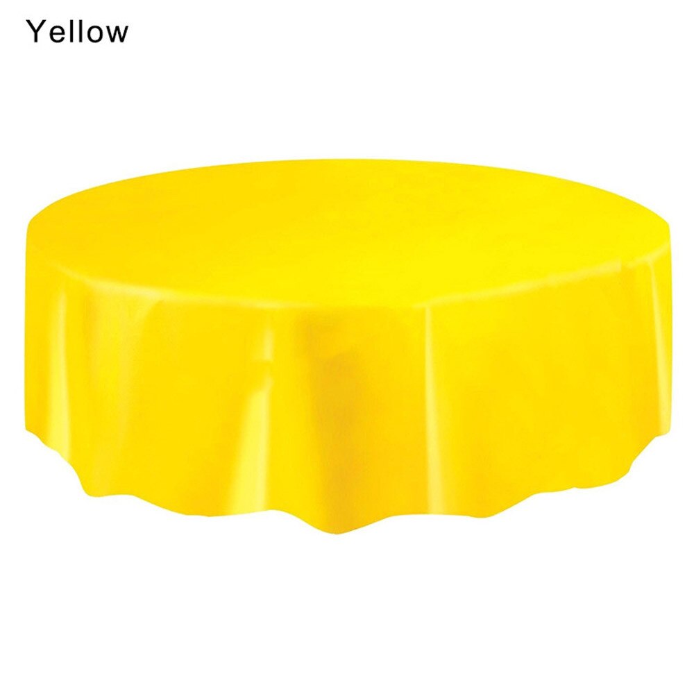 1Pcs Grote Ronde Plastic Ronde Tafel Dekken Doek Wegwerp Party Tafelkleed Cover Bruiloft Verjaardag Party Tafel Dekken # T2P: Yellow 