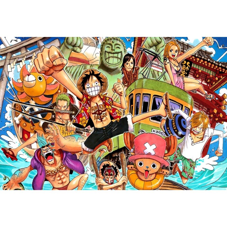 Pirates One Piece Jigsaw Puzzle 5000 Pieces Super King Jigsaw Puzzle 1000 Pieces of Wood Adult Luffy Cartoon: Straw Hat 8 Wood 1000 Pieces Send Large Poster