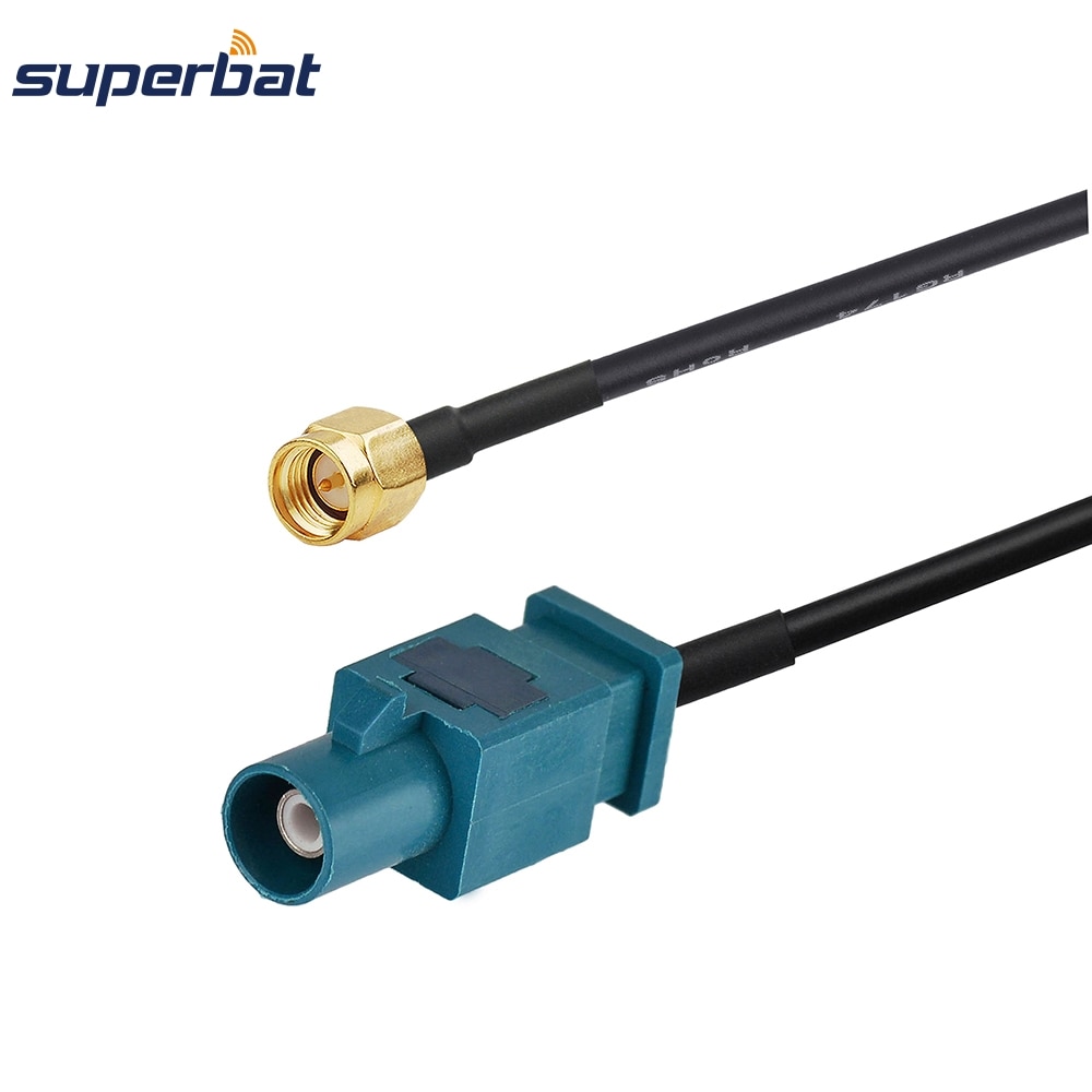 Superbat Coaxial Z enchufe de fakra macho largo Conector recto a SMA macho Cable espiral RF montaje Cable RG174 Radio TV 20cm 8"