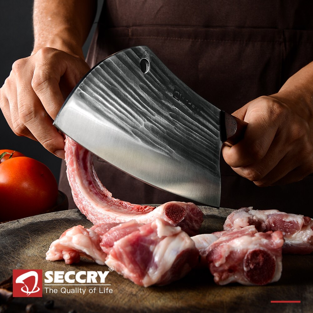 SECCRY Wykonany ręcznie kute 8Cr14Mov stali nóż kuchenny tasak nóż nóż rzeźnicki szef kuchni nóż robić krojenia noże robić cięcia kości DC07