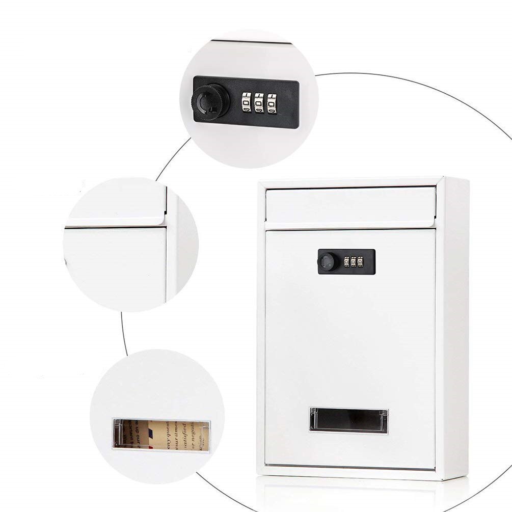 Metal Mailbox Letterbox with Coded Lock 3 Digit Combination Password Rainproof