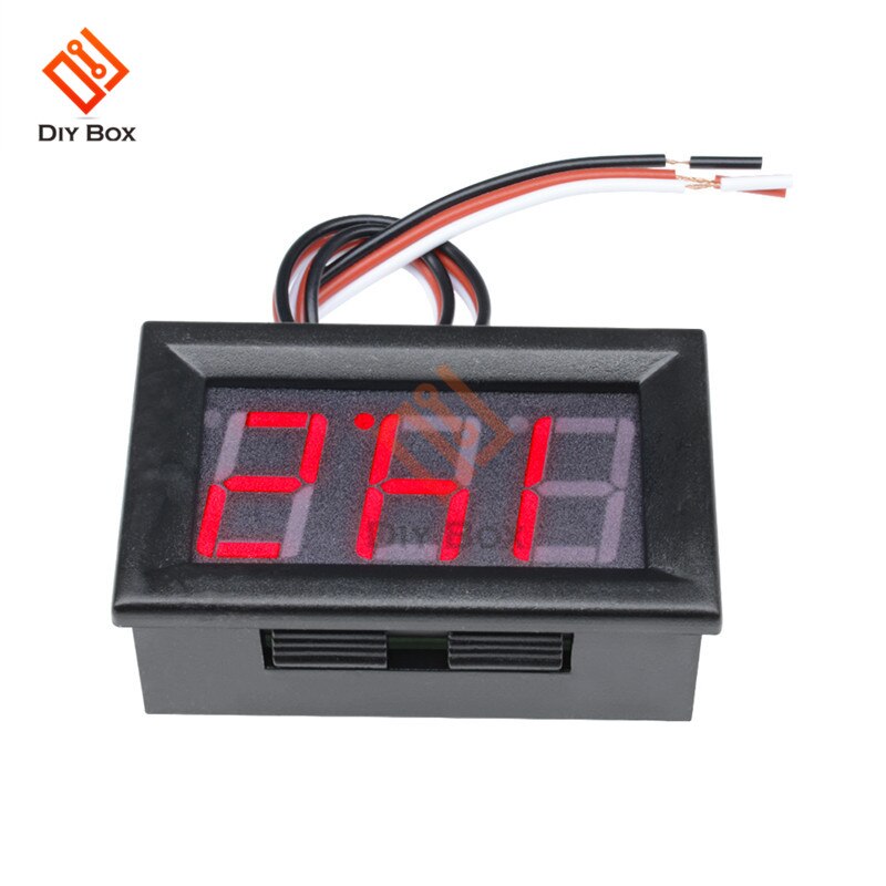 0.56 "pouce Mini voltmètre numérique ampèremètre DC 100V 10A volts ampèremètre ampèremètre testeur de tension LED câble d'affichage connecteur: DC 0-30V Red