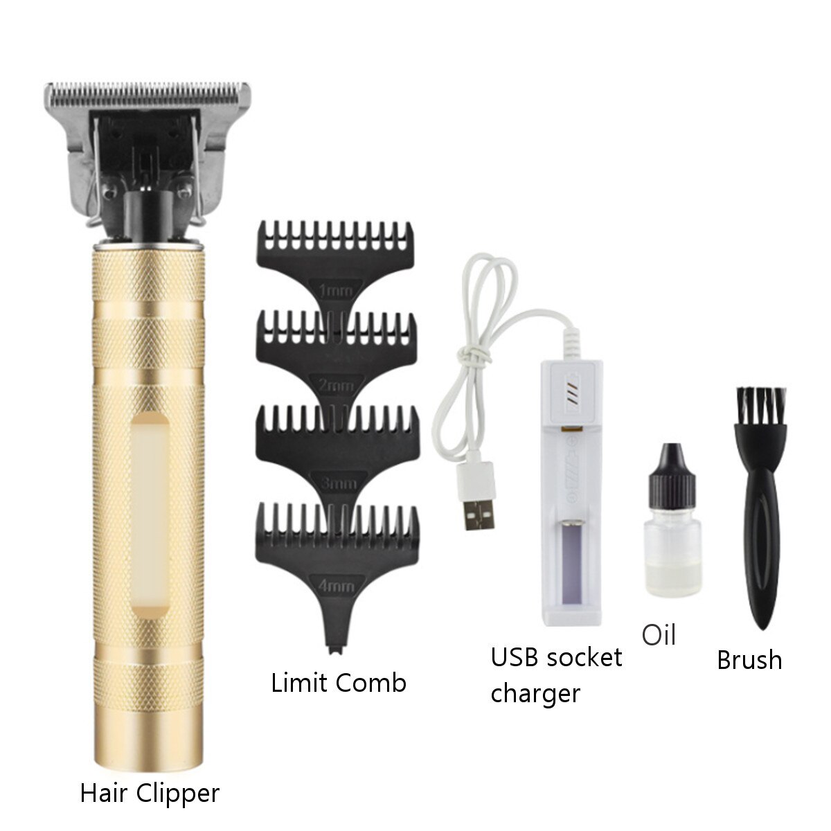 8in1 Hair Trimmer T-Outliner Skeleton Heavy Hitter Cordless Trimmer Men 0mm Baldheaded Hair Clipper Finish Hair Cutting Machine: 7