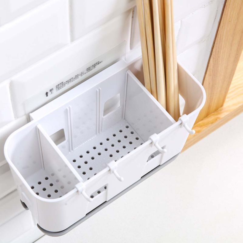 Wall Mounted Cutlery Drainer Rack with Drip Tray Utensils Organizer Spoon Fork Chopsticks Holder Caddy Kitchen Gadget Storage