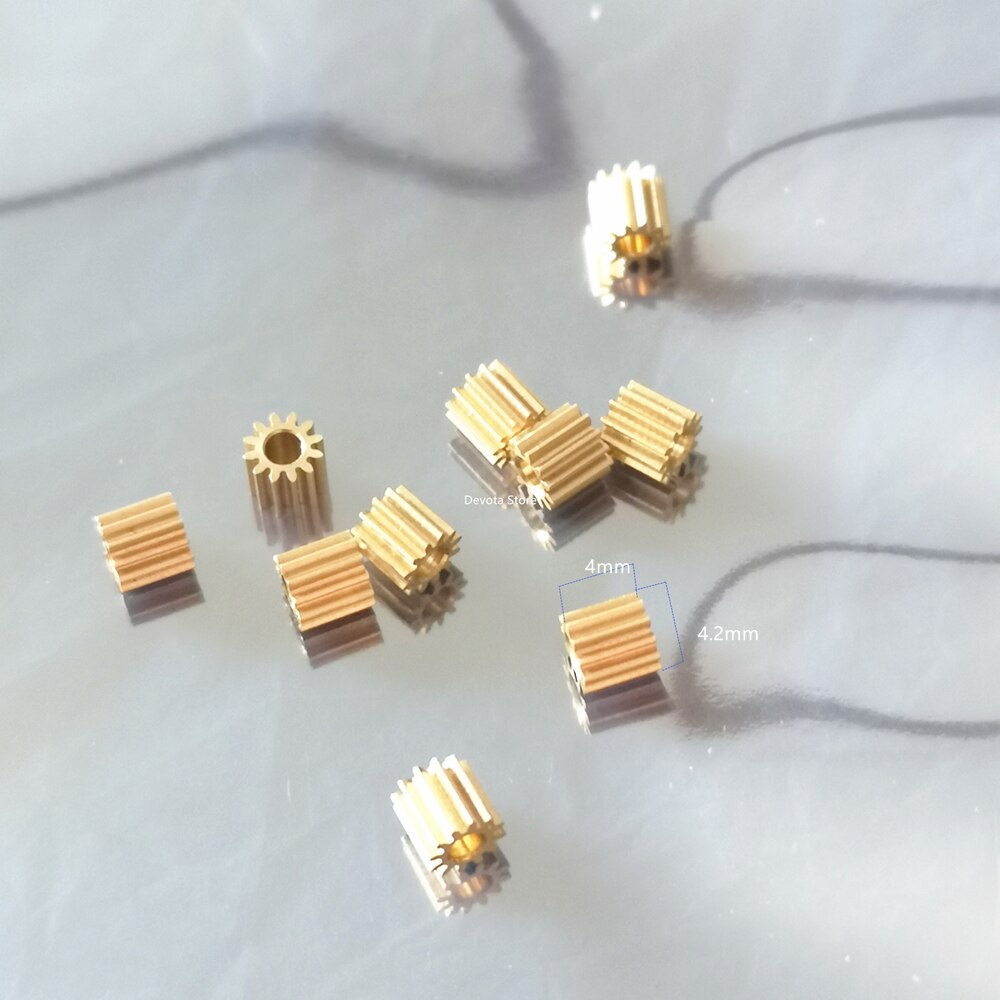 10 stuks 0.3m 12t kleine koperen tandwielen 1.48 1.5 1.98 2 mm gatdiameter voor speelgoedauto rc vliegtuig tandwiel 4*4.2mm