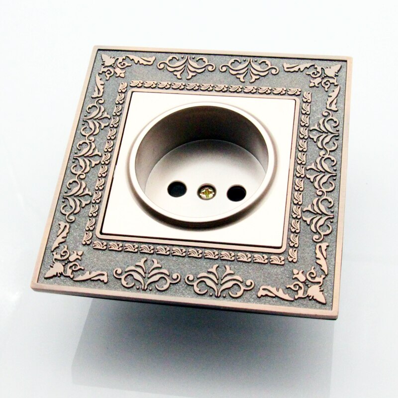 UNKAS Manufacturer EU Standard Electric Plug Power Socket Gold Panel 80g Copper Core Wall Outlet