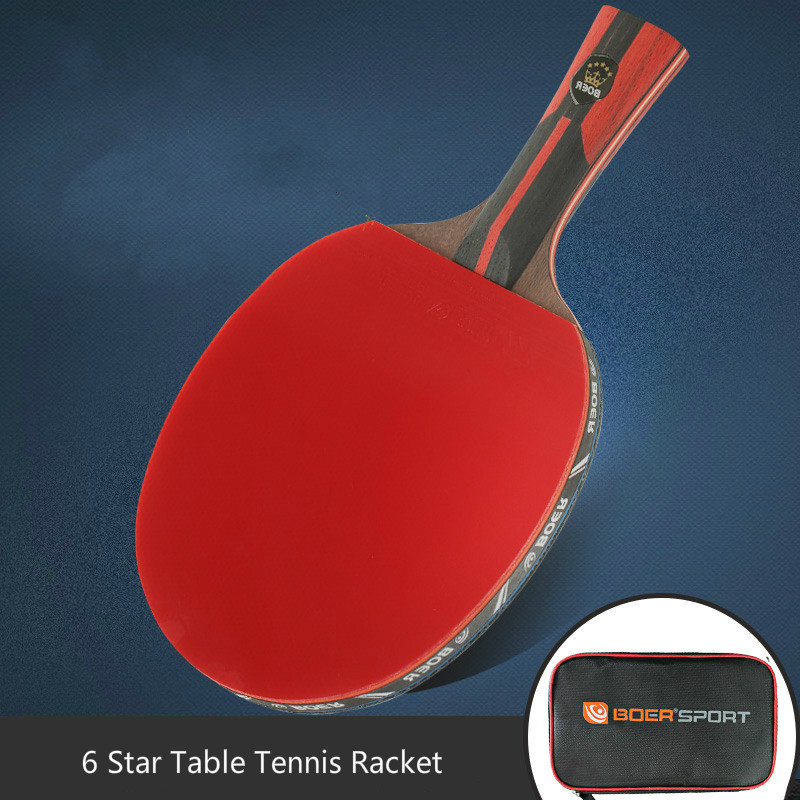 6 Star Table Tennis Racket Blade Wood Carbon Fiber Blade Ping-Pong Racket Bat 7 Layers Horizontal Grip Straight Grip Paddle 1PC