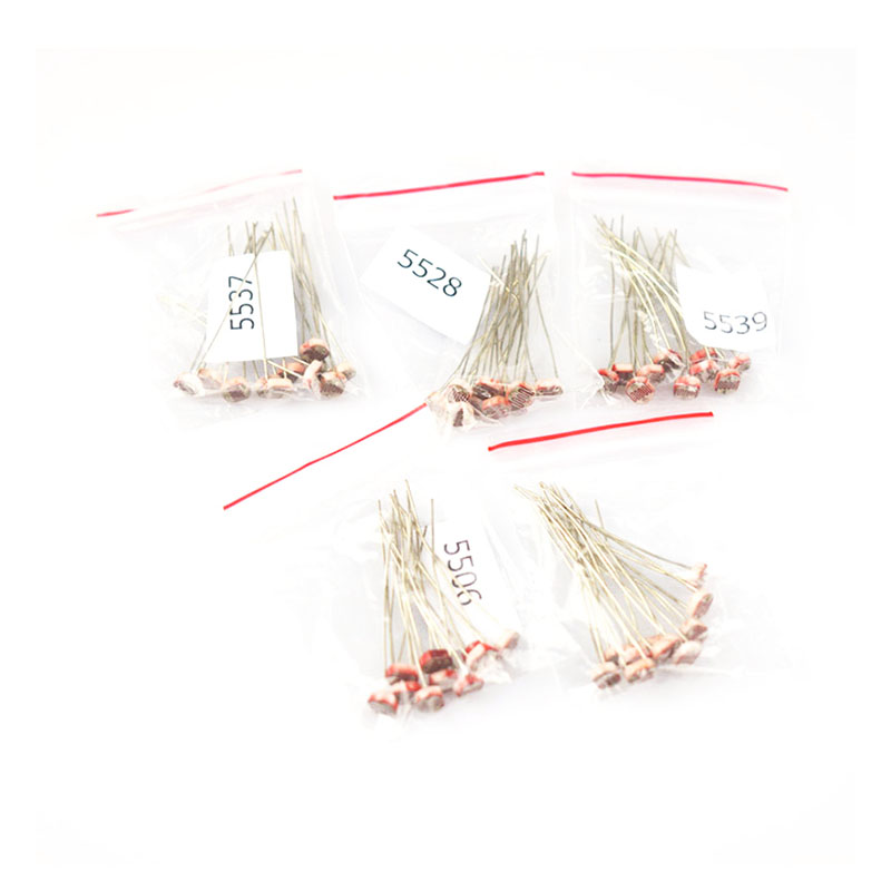 50PCS/LOT LDR Photo Light Sensitive Resistor Photoelectric Photoresistor Kit GL5506 GL5516 GL5528 GL5537 GL5539 5 Values * 10Pcs